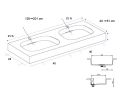 Design double sink countertop, 100 x 46 cm - GLASGOW DOUBLE 40