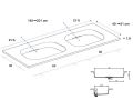 Design double sink countertop, 140 x 46 cm - GLASGOW DOUBLE 60