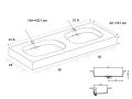 Design double sink countertop, 140 x 46 cm - GLASGOW DOUBLE 60