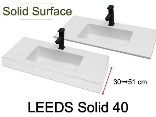 Washbasin top, Solid-Surface resin - LEEDS SOLID 40 MINI