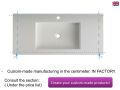 Washbasin countertop, 100 x 50 cm, suspended or built-in - NEW YORK 60