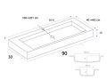 Washbasin counter, 100 x 50 cm, suspended or built-in - NEW YORK 90