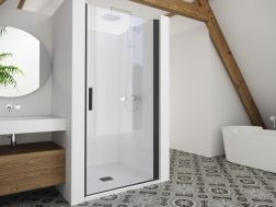 Shower door, hinged / pivoting - LYON BLACK