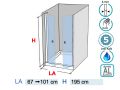 Double shower doors, hinged / pivoting - LILLE BLACK