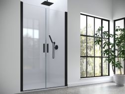 Double shower doors, hinged / pivoting - LILLE BLACK