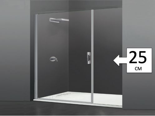 Swing shower door, with a 25 cm fixed, in alignment - LYON 205
