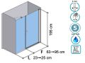 Swing shower door, with a 25 cm fixed, in alignment - LYON 205