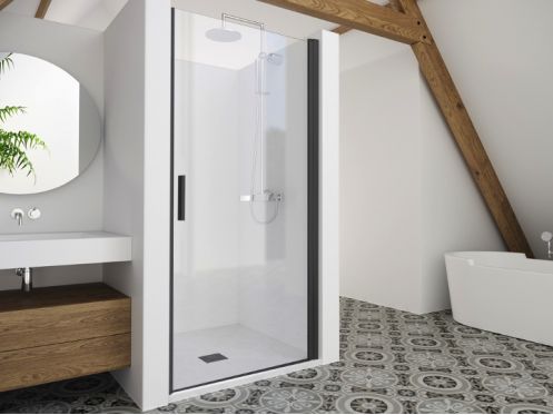Shower door, 70 cm, hinged / pivoting - LYON BLACK