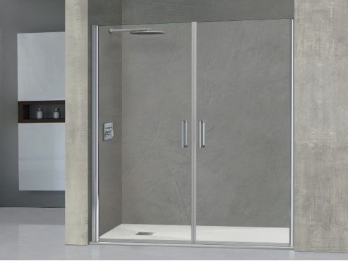 Double shower doors, 140 cm, hinged / pivoting - LILLE