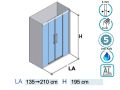 Shower screen, double sliding, half opaque, 135 cm - TOULOUSE BOLD