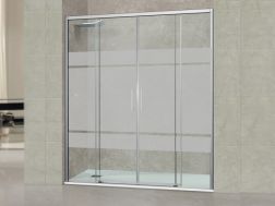 Shower screen, double sliding, half opaque, 180 cm - TOULOUSE BOLD PLUS