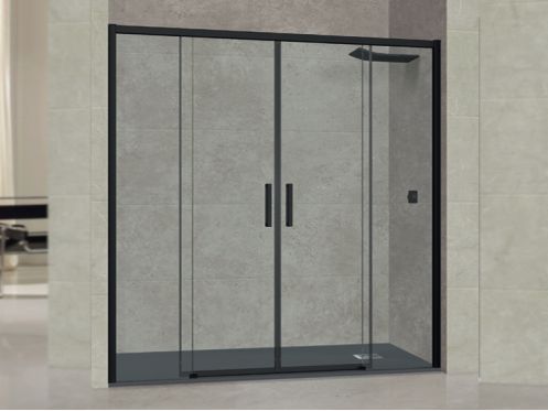 Double central sliding shower screen, 155 cm - TOULOUSE BLACK
