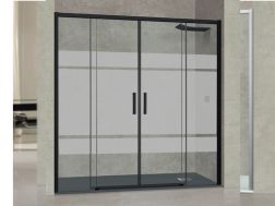 Shower screen, black, semi opaque double sliding - TOULOUSE NOIR BLOD PLUS