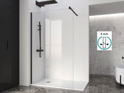 Shower screen, 6 mm fixed glass - DIJON BLACK