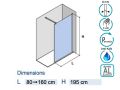 Shower screen,  100 cm, 8 mm fixed glass - DIJON