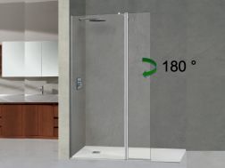 Fixed shower screen, with 180° rotating panel - NICE