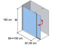 73 cm fixed shower screen, with 180 rotating panel - NICE