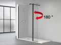 Fixed black shower screen, with 180 rotating panel - NICE black