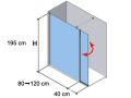 Fixed, semi-opaque shower screen, 70 cm, with 180 rotating panel - NICE BOLD