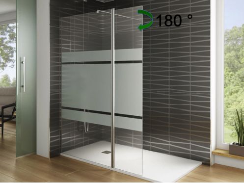 Fixed, semi-opaque shower screen, 70 cm, with 180 rotating panel - NICE BOLD