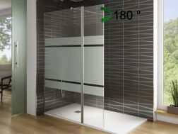 Fixed, semi-opaque shower screen, 100 cm, with 180° rotating panel - NICE BOLD