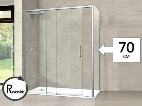 Sliding shower door, with fixed return 70 cm - TOURS