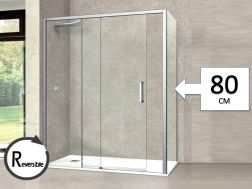 Sliding shower door, with fixed return 80 cm - TOURS