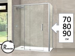 Sliding shower door, 100 cm, with fixed return - TOURS