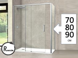 Sliding shower door, 145 cm, with fixed return - TOURS