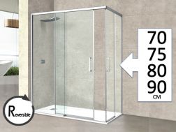 Corner sliding shower screen, 100 cm, with sliding return - AVIGNON