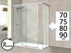 Corner sliding shower screen, 100 cm, with sliding return - AVIGNON