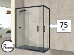 Corner sliding shower screen - AVIGNON 75 BLACK