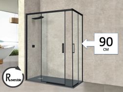 Corner sliding shower screen - AVIGNON 90 BLACK