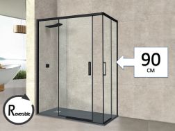 Corner sliding shower screen, 90x90 cm - AVIGNON BLACK