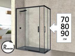 Corner sliding shower screen, 100 cm - AVIGNON NOIR