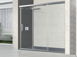 Sliding shower screen, two sliding shutters, on a fixed panel - BALE