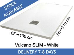 Shower tray, 110 cm, Acrystone resin - VULCANO SLIM White