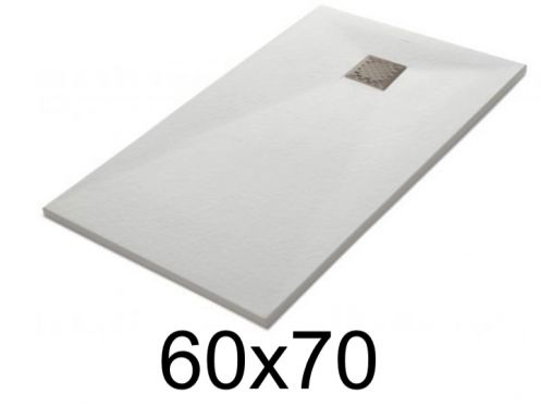 Shower tray 70x60 cm, extra flat, cuttable, resin, VERONE 60x70