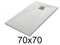 Shower tray 70x70 cm, resin, extra flat, cuttable, TECNIK