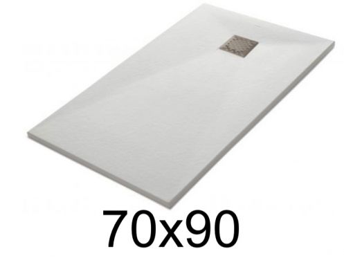 Shower tray 90x70 cm, resin, extra flat, cuttable, TECNIK 70x90