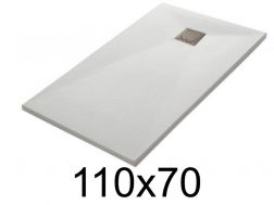 Shower tray 110x70 cm, resin, extra flat, cuttable, TECNIK