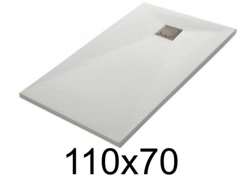 Shower tray 110x70 cm, resin, extra flat, cuttable, TECNIK 70x110