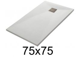 Shower tray 75x75 cm, resin, extra flat, cuttable, TECNIK