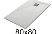 Shower tray 80x80 cm, resin, extra flat, cuttable, TECNIK