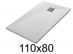 Shower tray 110x80 cm, resin, extra flat, cuttable, TECNIK 80x110