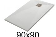 Shower tray 90x90 cm, resin, extra flat, cuttable, TECNIK