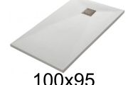 Shower tray 100x95 cm, resin, extra flat, cuttable, TECNIK 95x100