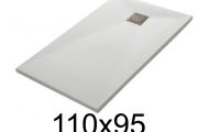 Shower tray 110x95 cm, resin, extra flat, cuttable, TECNIK 95x110