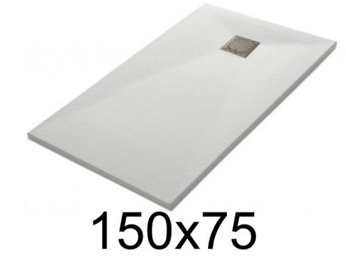 Shower tray 150x75 cm, resin, extra flat, cuttable, TECNIK 75x150