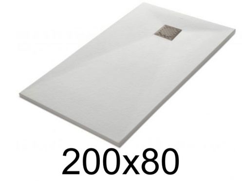Shower tray 200x80 cm, resin, extra flat, cuttable, TECNIK 80x200